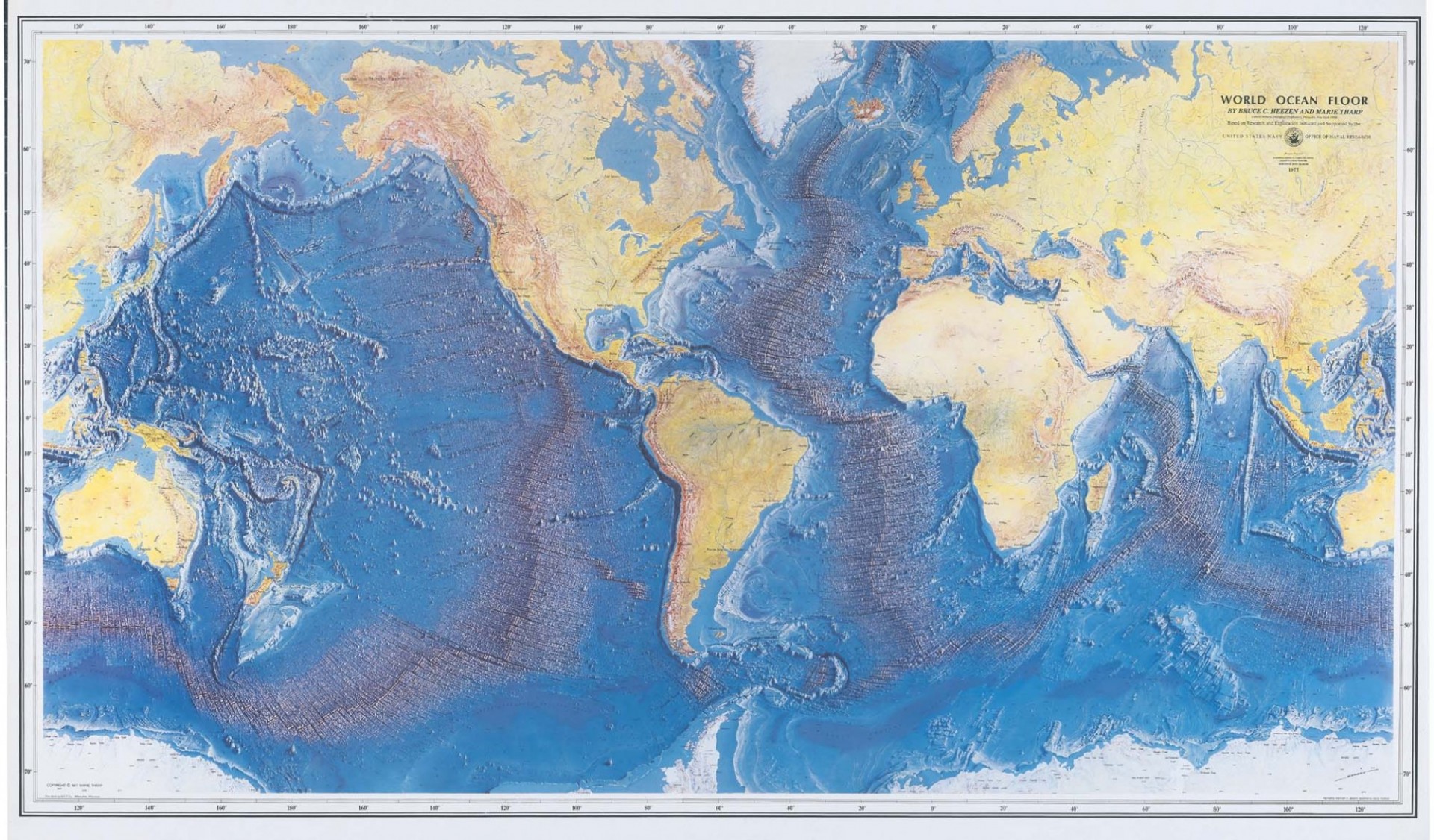 World Ocean Floor Map (1977) by Heezen & Tharp